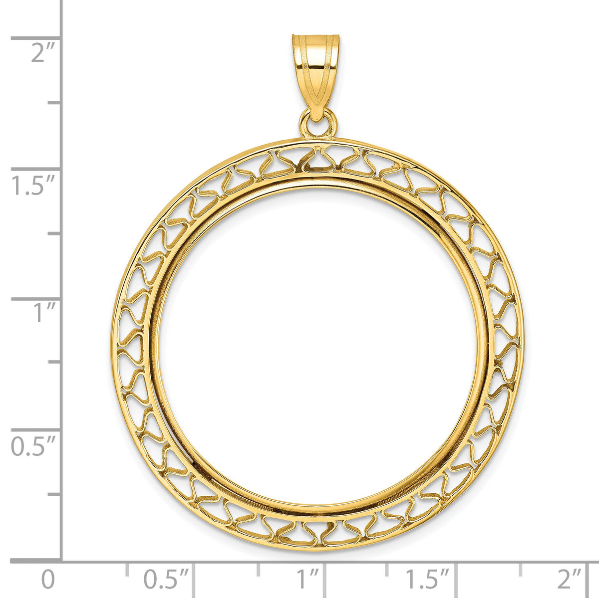 14k Polished Fancy Wire 32.7mm Prong Coin Bezel Pendant-C8193/32.7