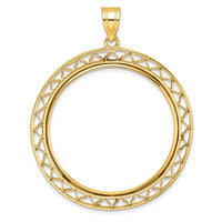 14k Polished Fancy Wire 32.7mm Prong Coin Bezel Pendant-C8193/32.7