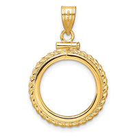 14k Casted Rope D/C 16.5mm x 1.35mm Screw Top Coin Bezel Pendant-C8195D/16.5