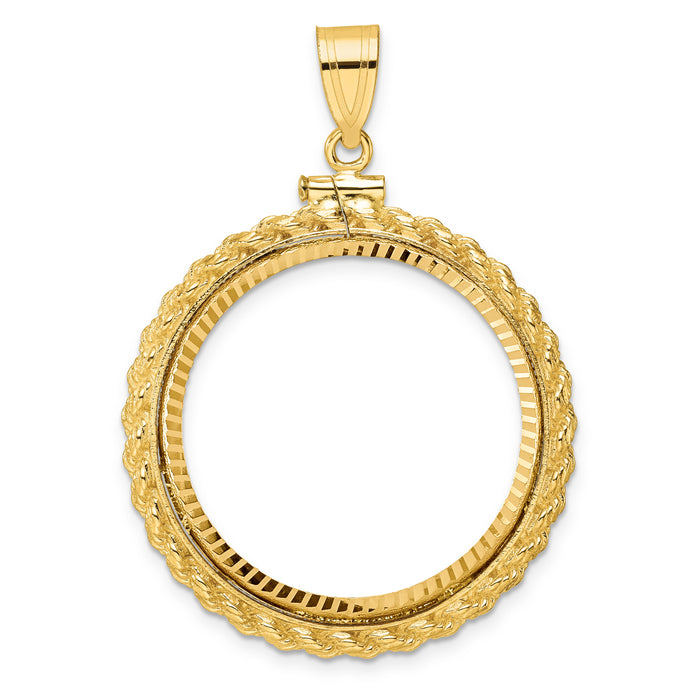 14k Casted Rope D/C 27.0mm x 2.35mm Screw Top Coin Bezel Pendant-C8195D/27.0