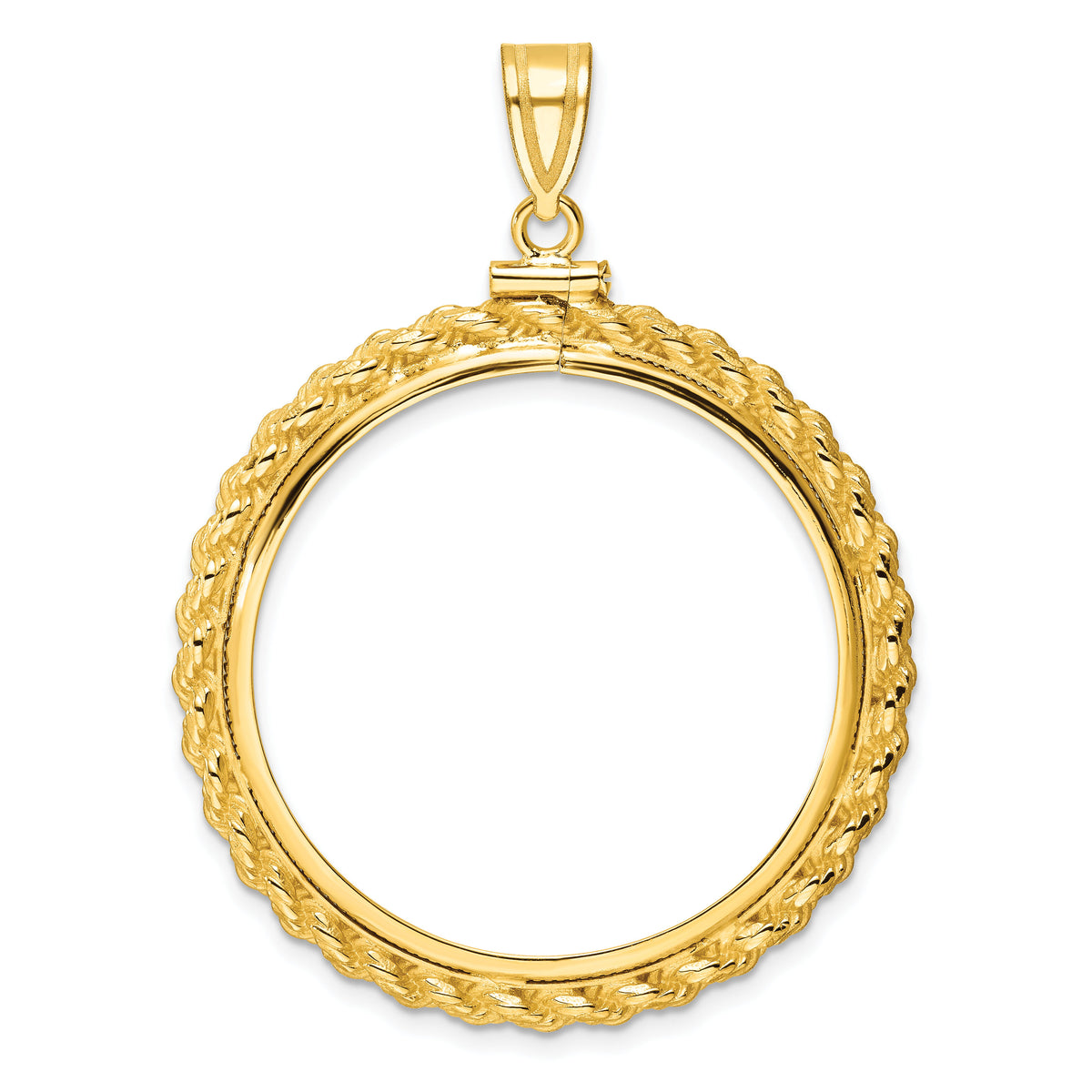 14k Casted Rope 32.0mm x 2.85mm Screw Top Coin Bezel Pendant-C8195/32.0