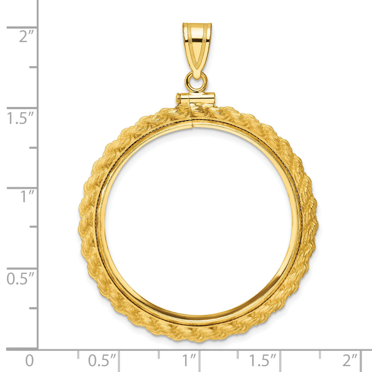 14k Casted Rope 32.0mm x 2.85mm Screw Top Coin Bezel Pendant-C8195/32.0
