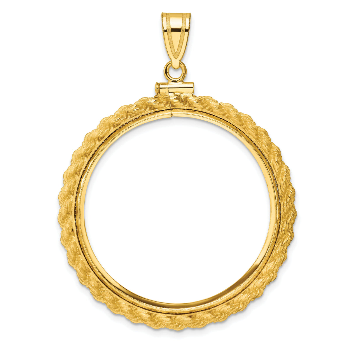 14k Casted Rope 32.0mm x 2.85mm Screw Top Coin Bezel Pendant-C8195/32.0