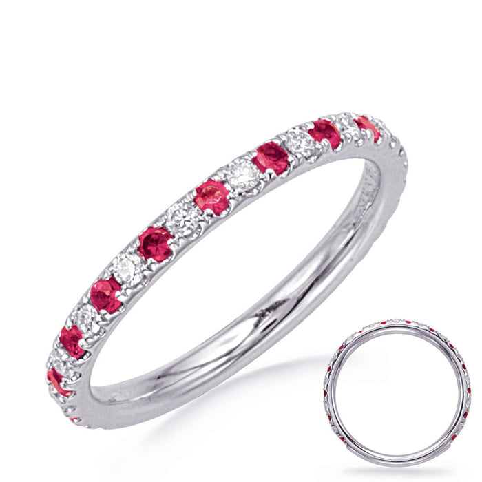 White Gold Ruby & Diamond Ring