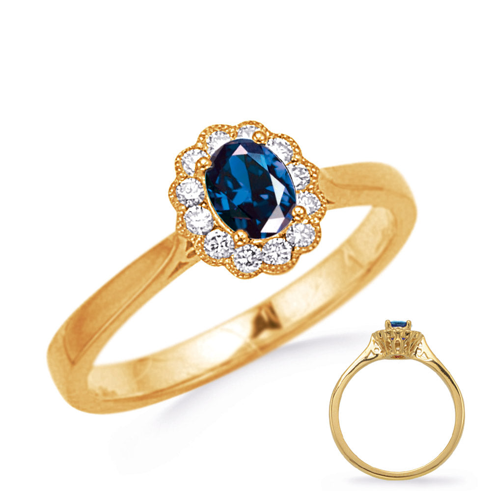 Yellow Gold Sapphire & Diamond Ring