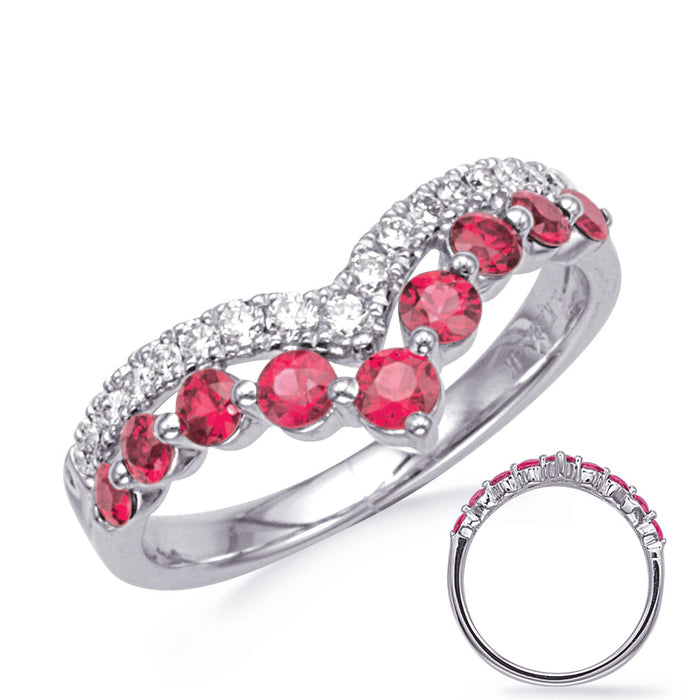 White Gold Ruby & Diamond  Ring