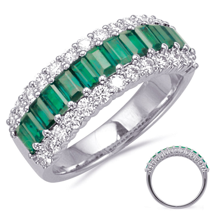 White Gold Emerald  & Diamond Ring
