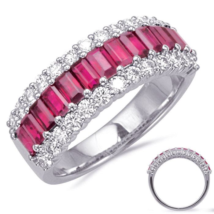 White Gold Ruby & Diamond Ring
