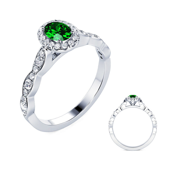 White Gold Oval Emerald Ring