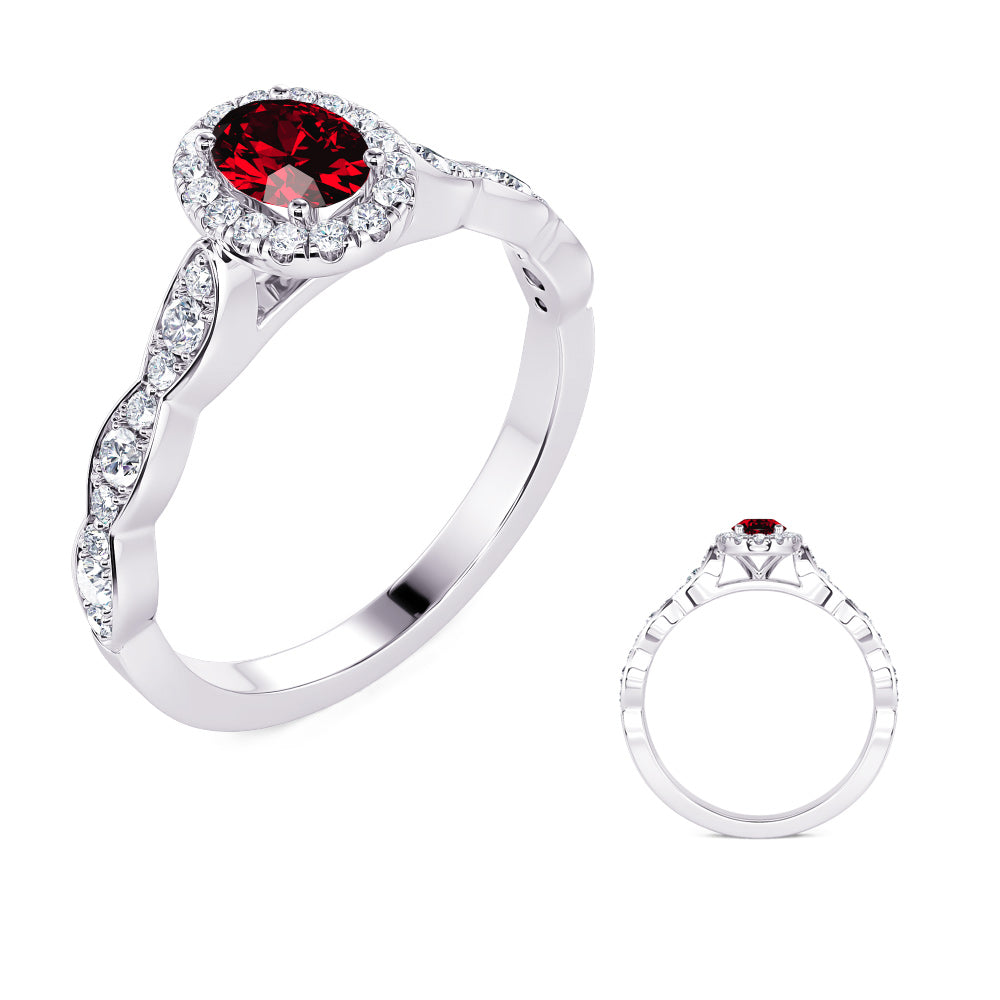 White Gold Oval Ruby Ring