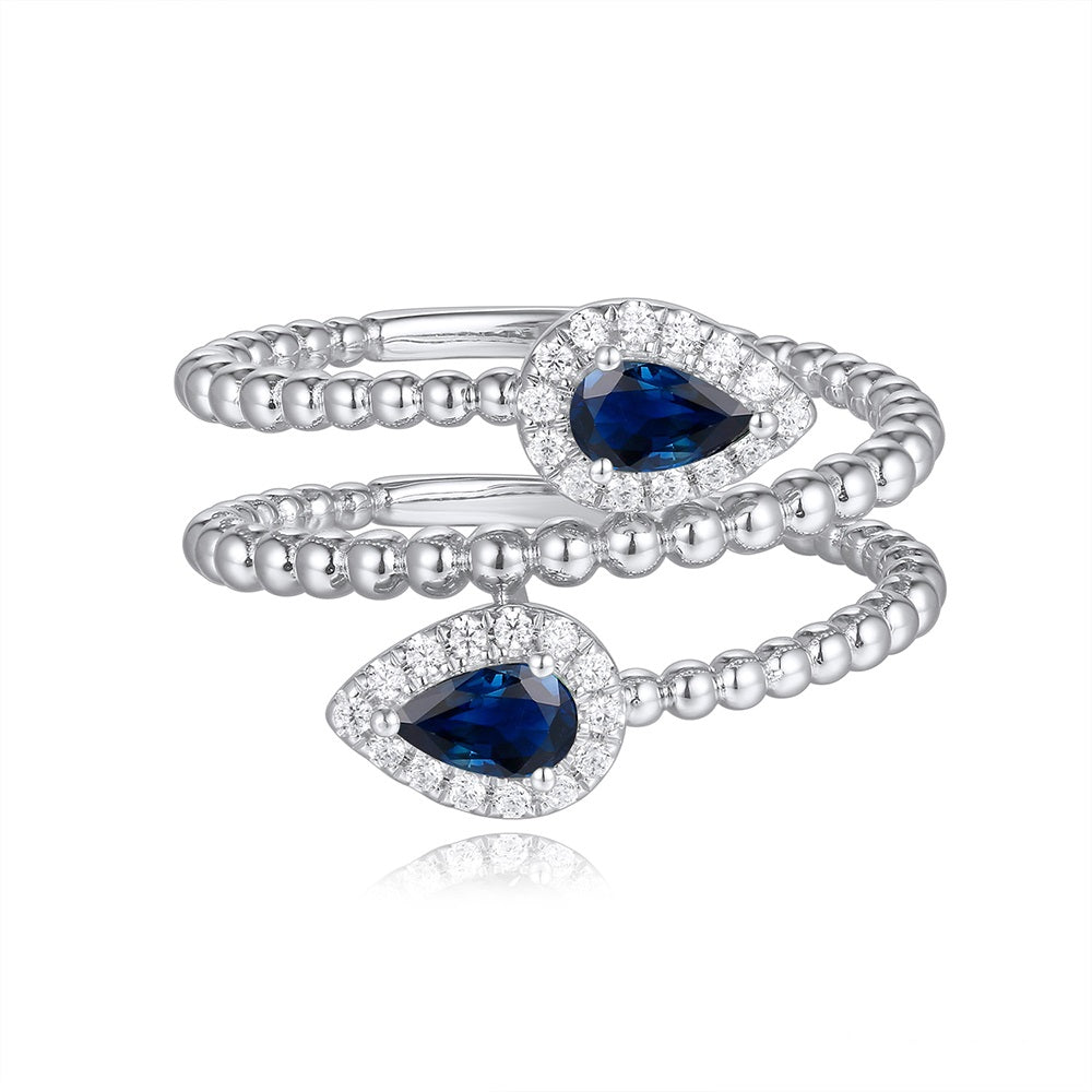 White Gold Sapphire & Diamond Ring