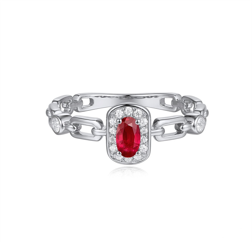 White Gold Ruby & Diamond Ring