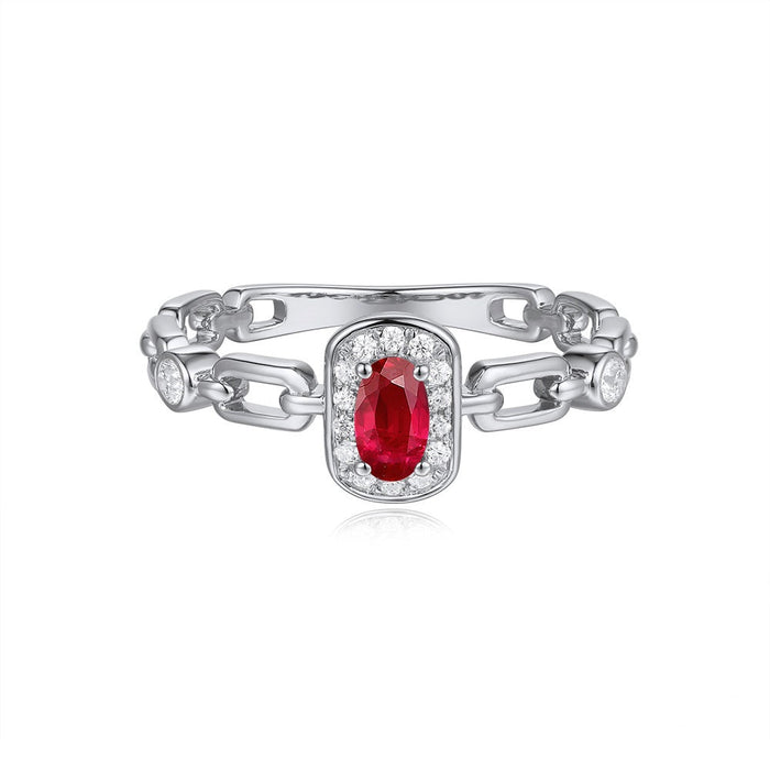 White Gold Ruby & Diamond Ring