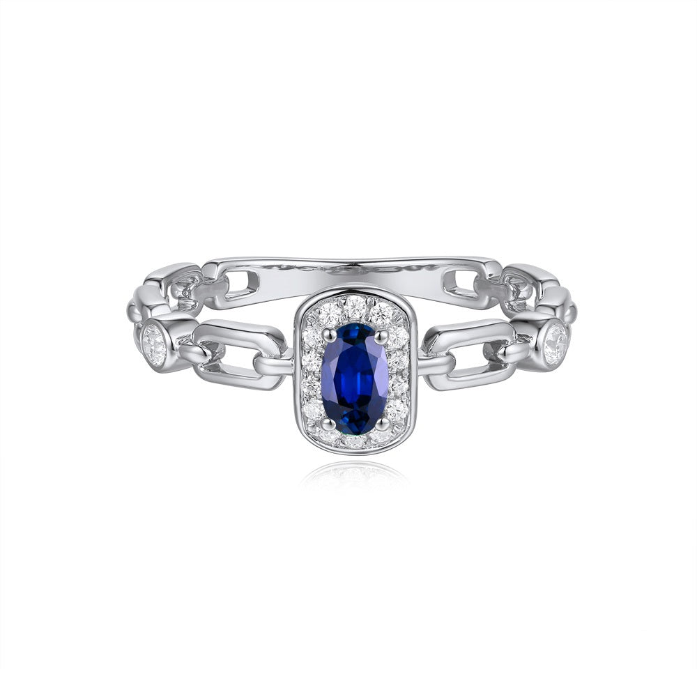 White Gold Sapphire & Diamond Ring