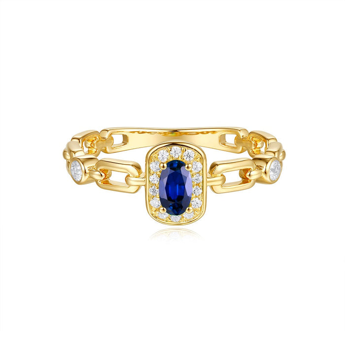 Yellow Gold Sapphire & Diamond Ring