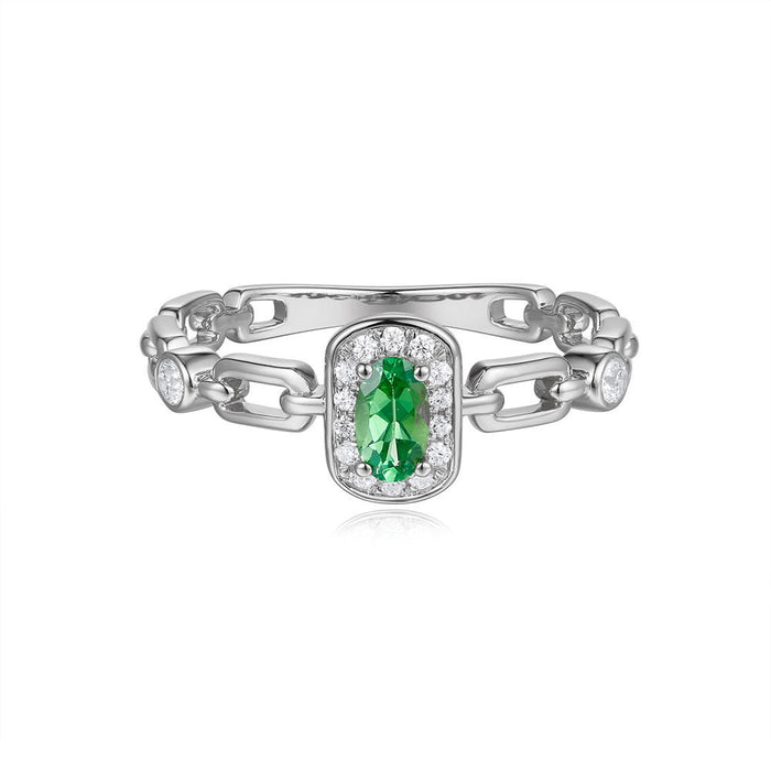 White Gold Tsavorite & Diamond Ring