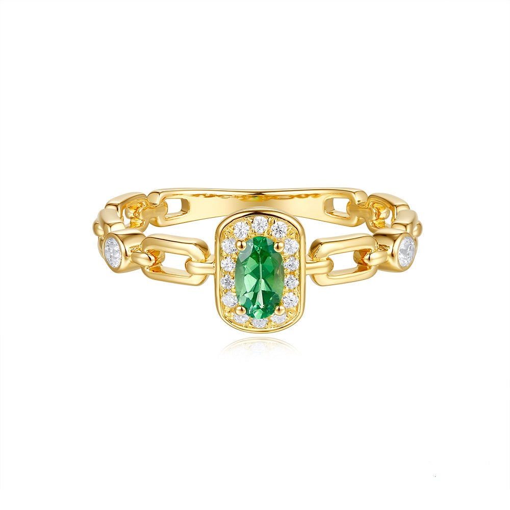 Yellow Gold Tsavorite & Diamond Ring