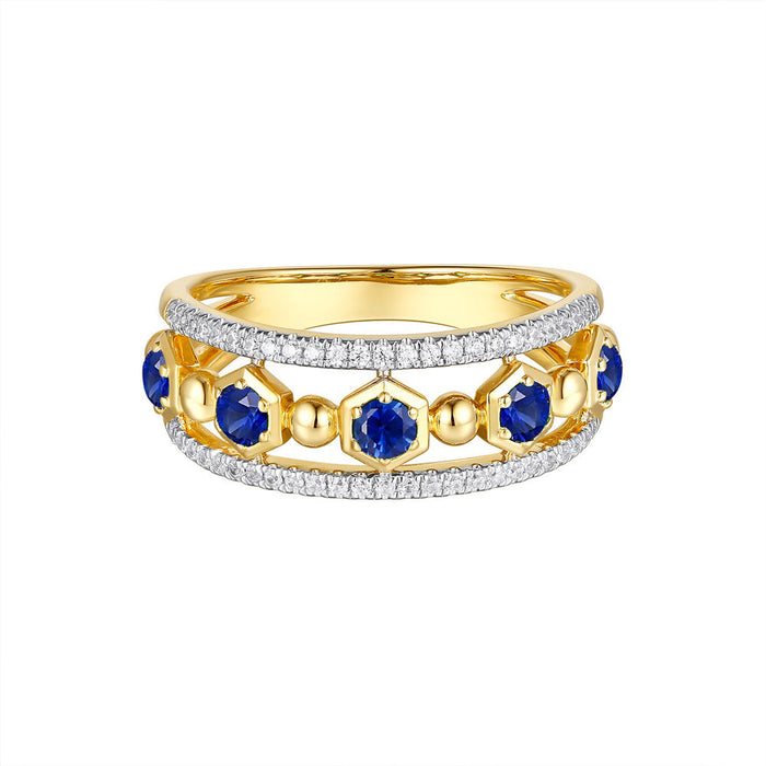 Yellow Gold Sapphire & Diamond Ring