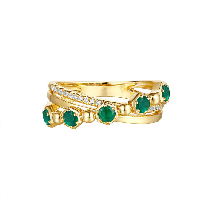 Yellow Gold Emerald & Diamond Ring