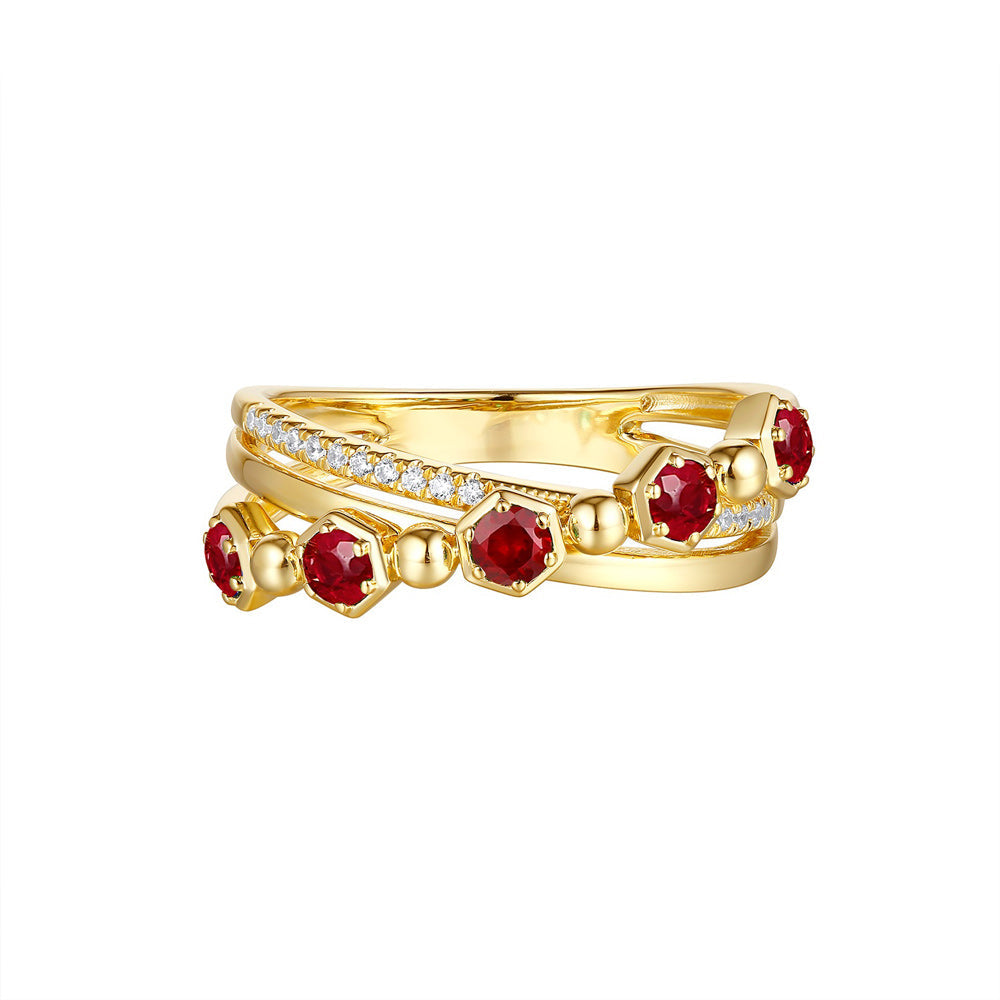 Yellow Gold Ruby & Diamond Ring