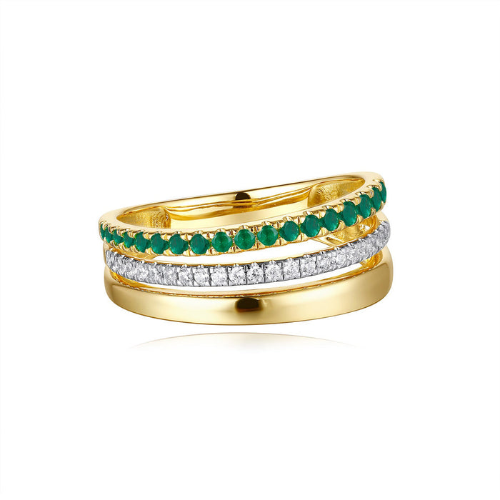 Yellow Gold Emerald & Diamond Ring