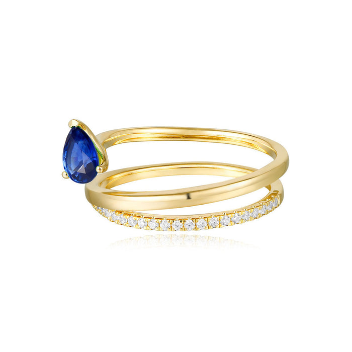 Yellow Gold Sapphire & Diamond Ring