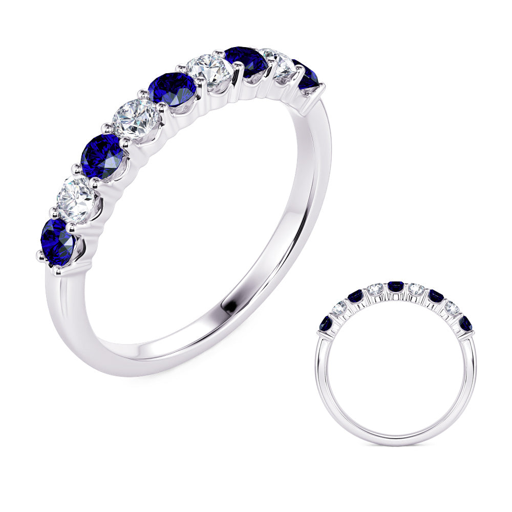White Gold Sapphire & Diamond Ring