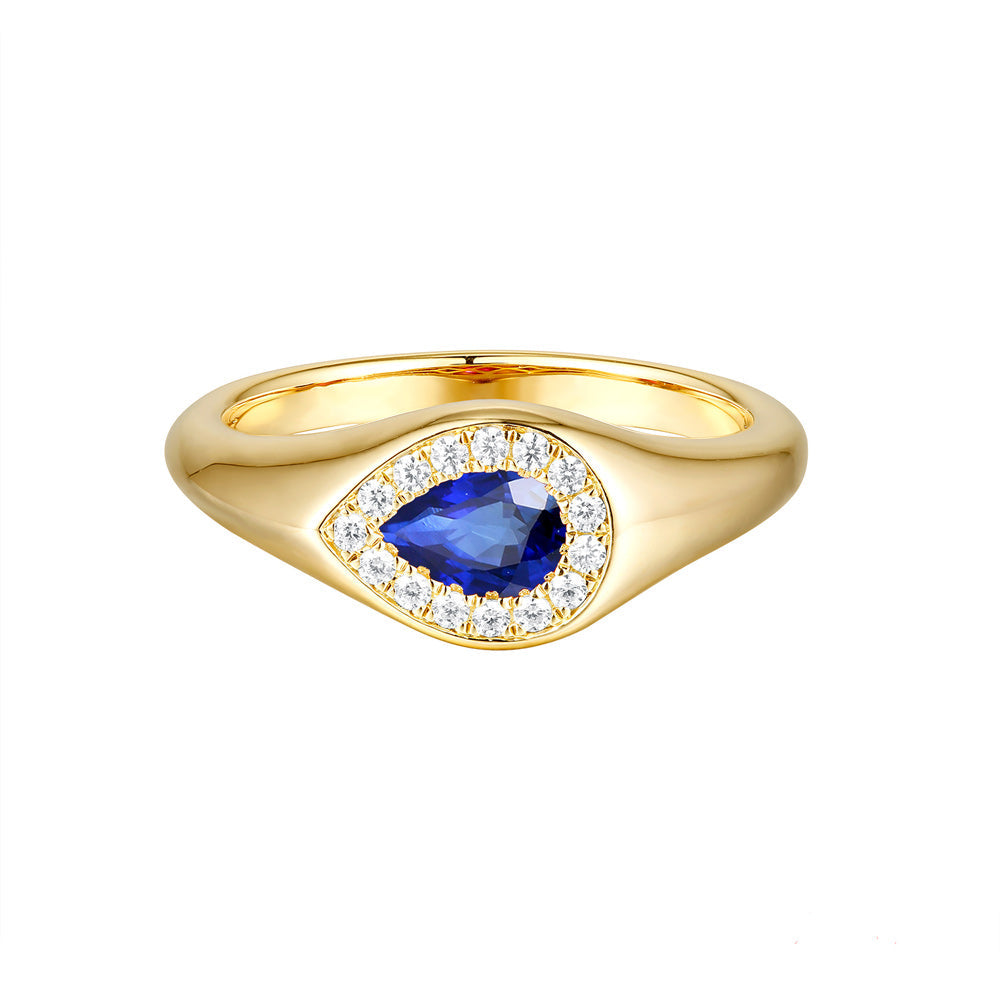 Yellow Gold Sapphire & Diamond Ring