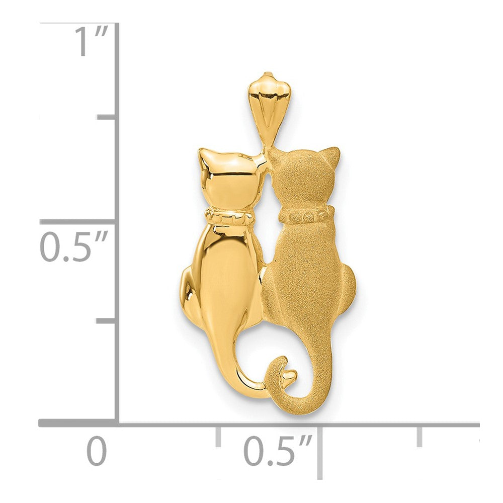 14k Satin and Polished Cats Pendant-C860