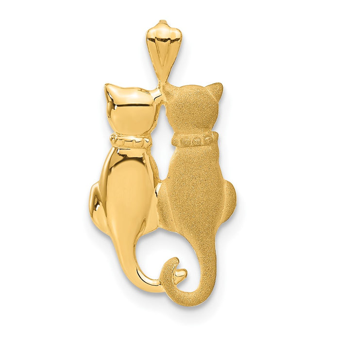 14k Satin and Polished Cats Pendant-C860