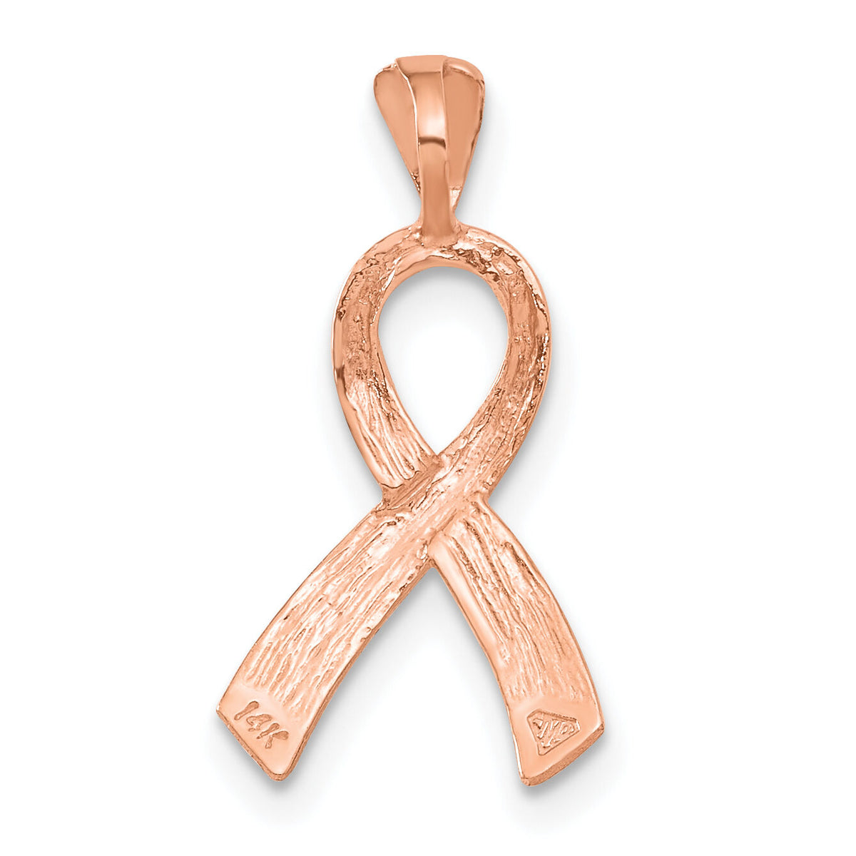 14k Rose Gold Diamond-cut Awareness Pendant-C903
