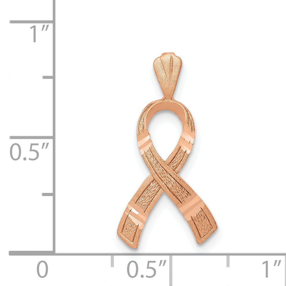 14k Rose Gold Diamond-cut Awareness Pendant-C903