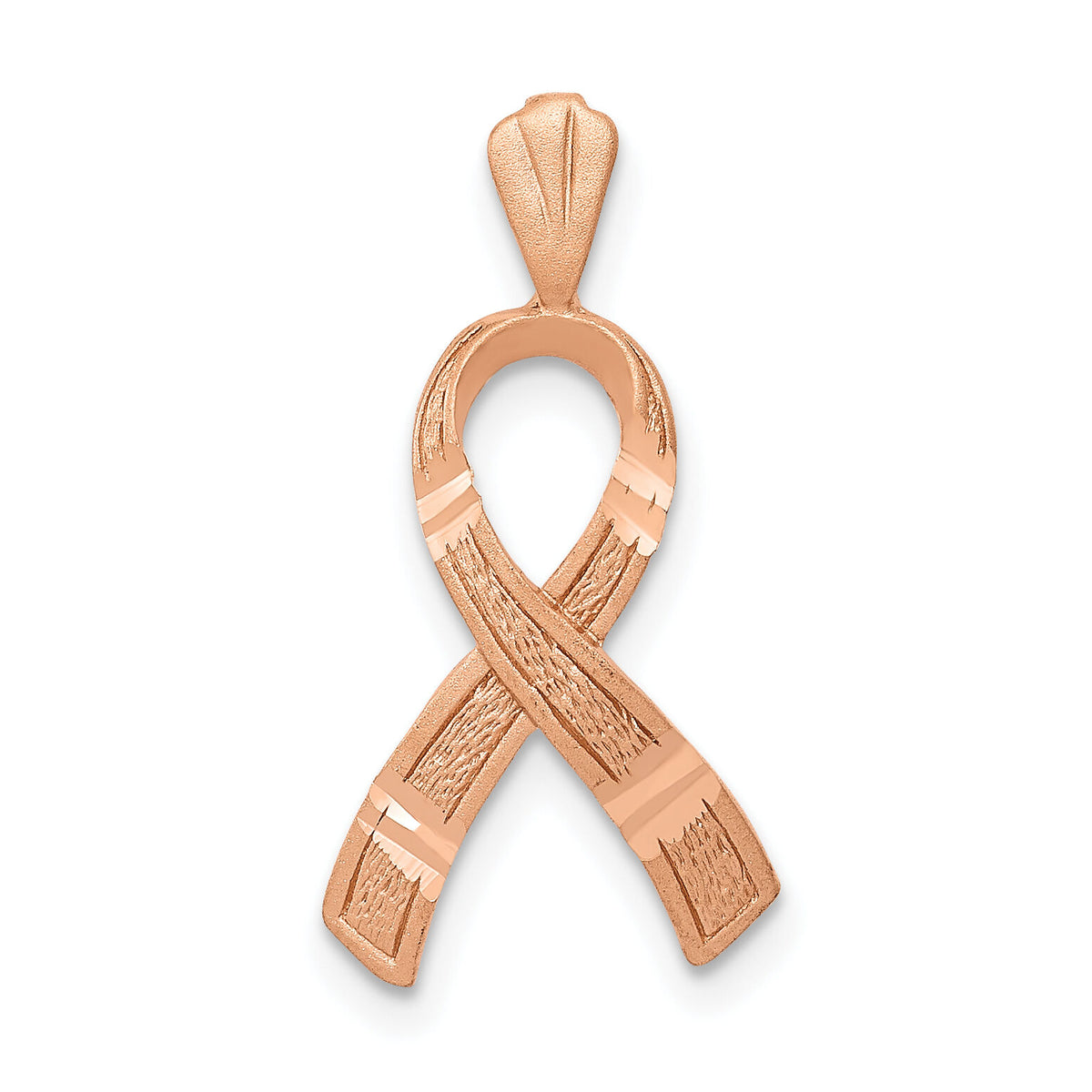 14k Rose Gold Diamond-cut Awareness Pendant-C903