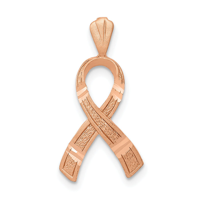 14k Rose Gold Diamond-cut Awareness Pendant-C903