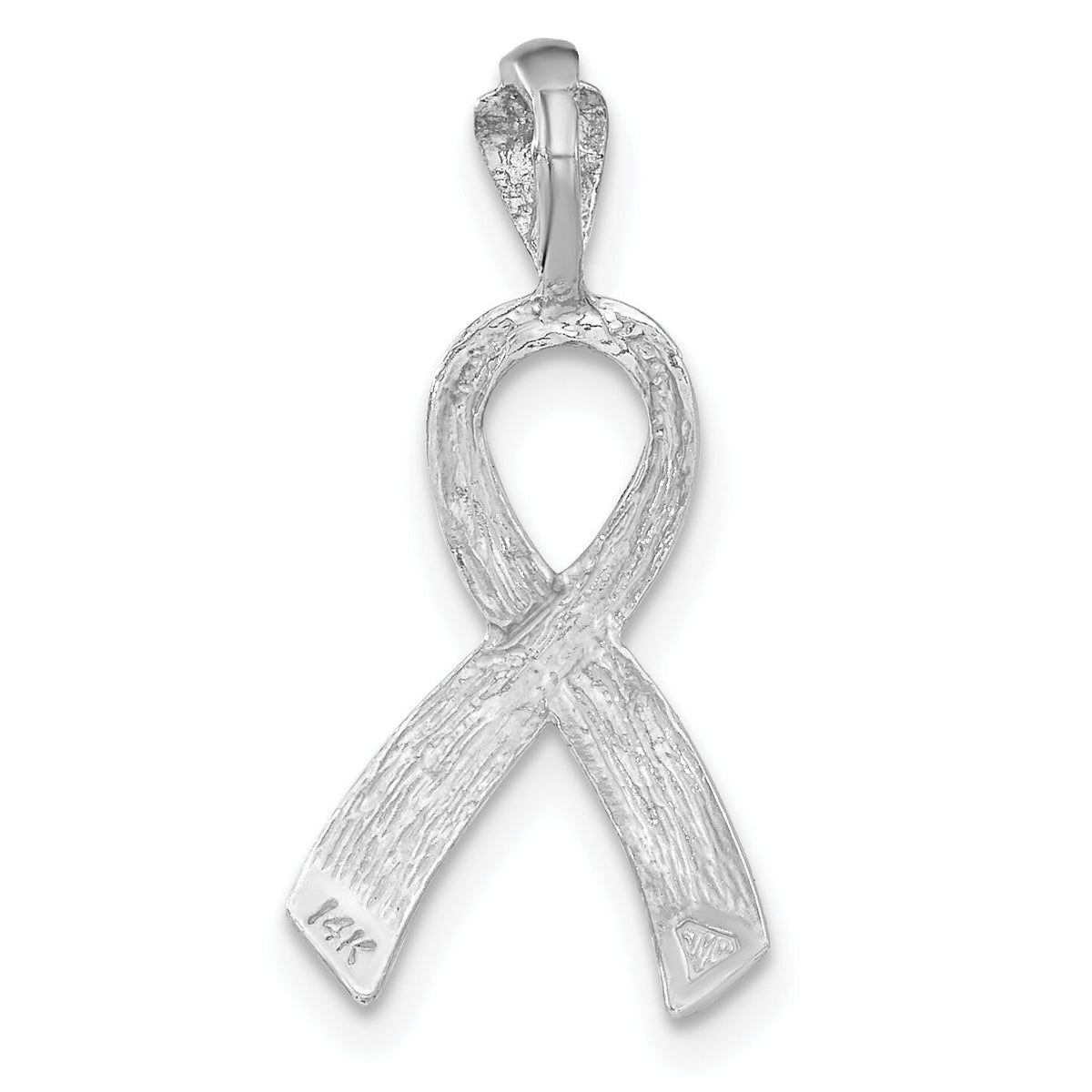 14k White Gold Diamond-cut Awareness Pendant-C905
