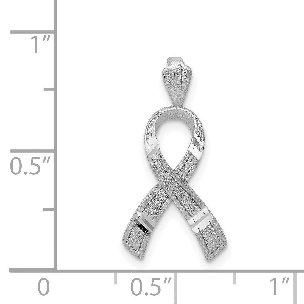 14k White Gold Diamond-cut Awareness Pendant-C905