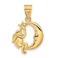 14K Angel, Moon and Star Pendant-C906