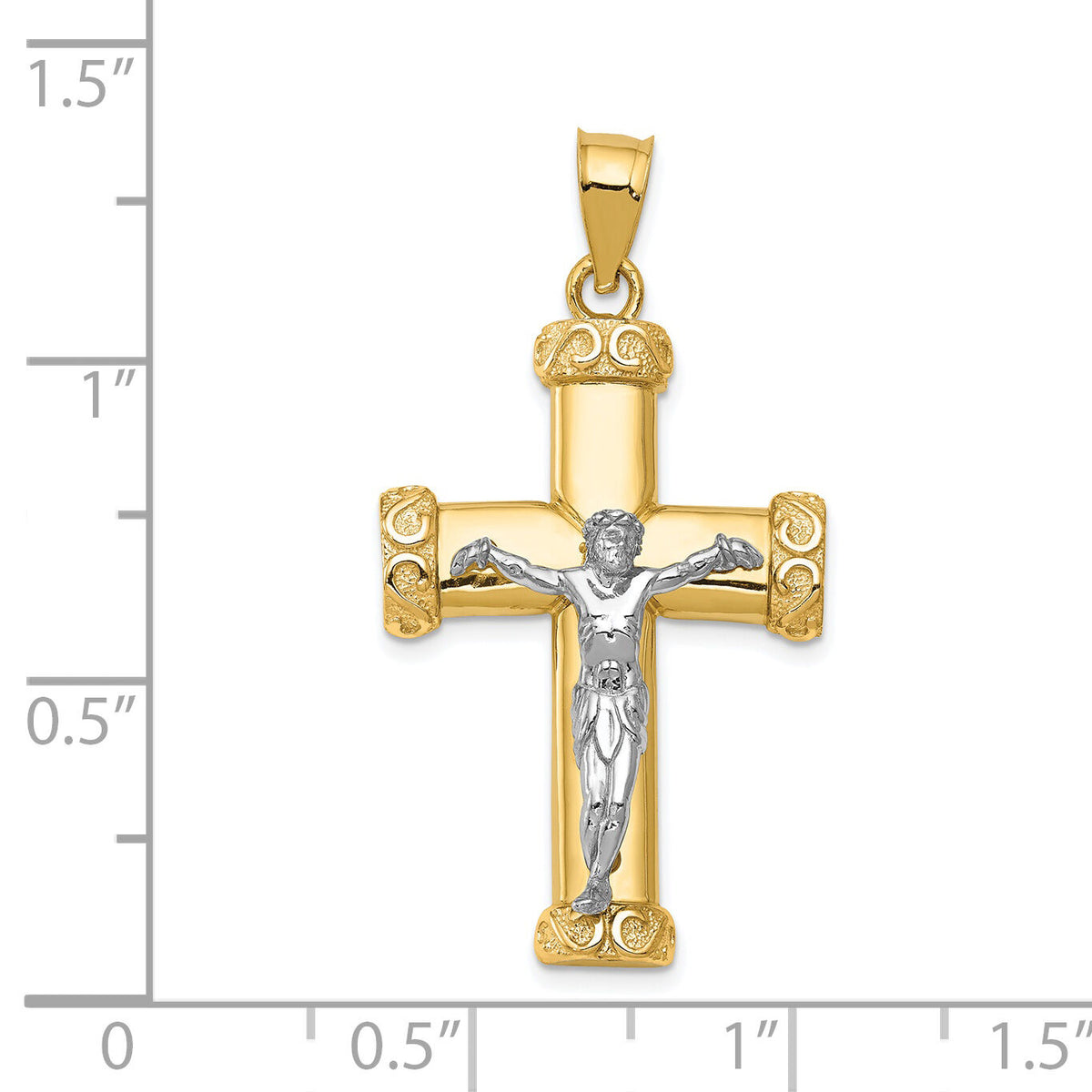 14k Two-tone Crucifix Pendant-C960