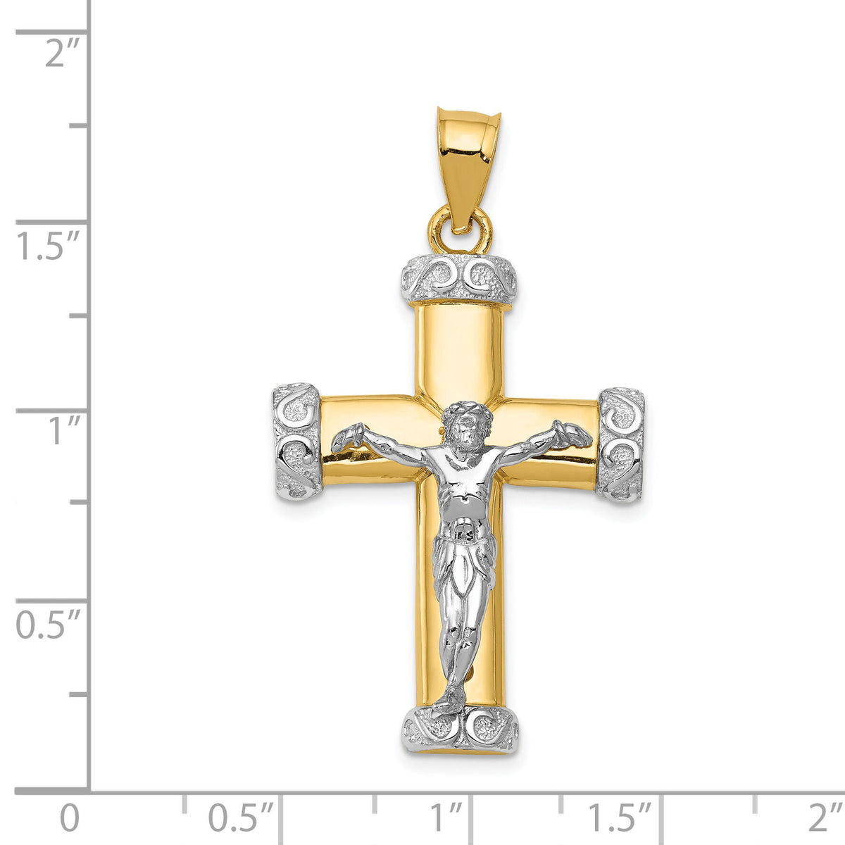 14k Two-tone Crucifix Pendant-C961