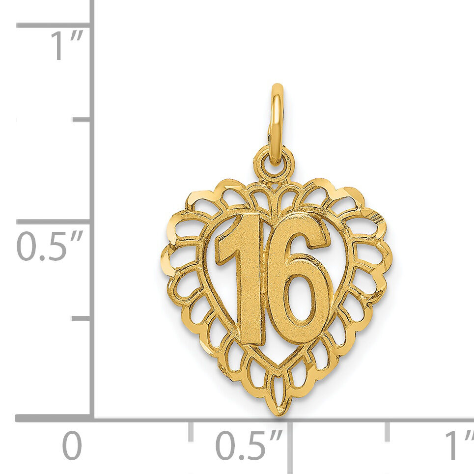 14k 16 in a Heart Charm-C989