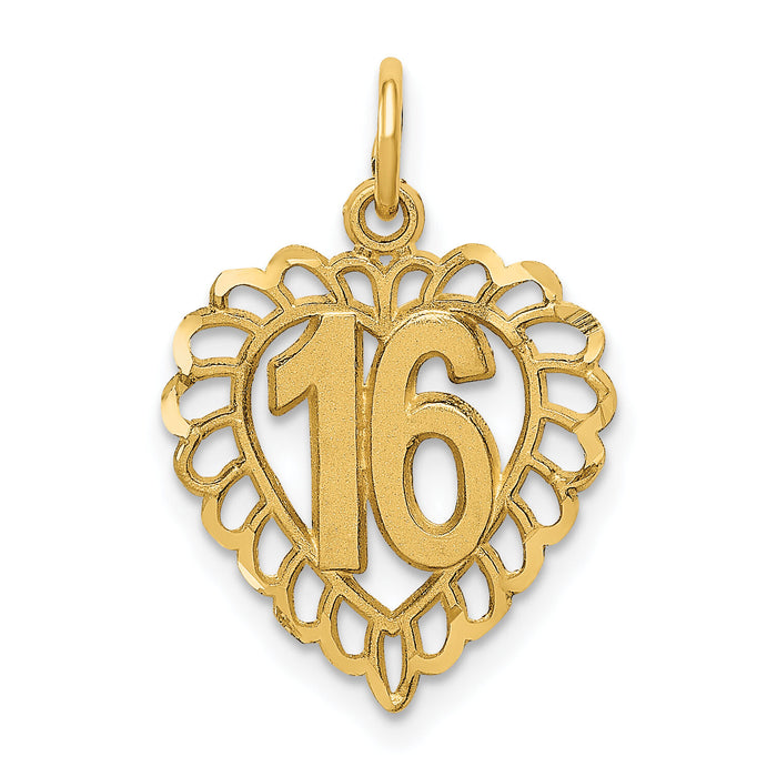 14k 16 in a Heart Charm-C989