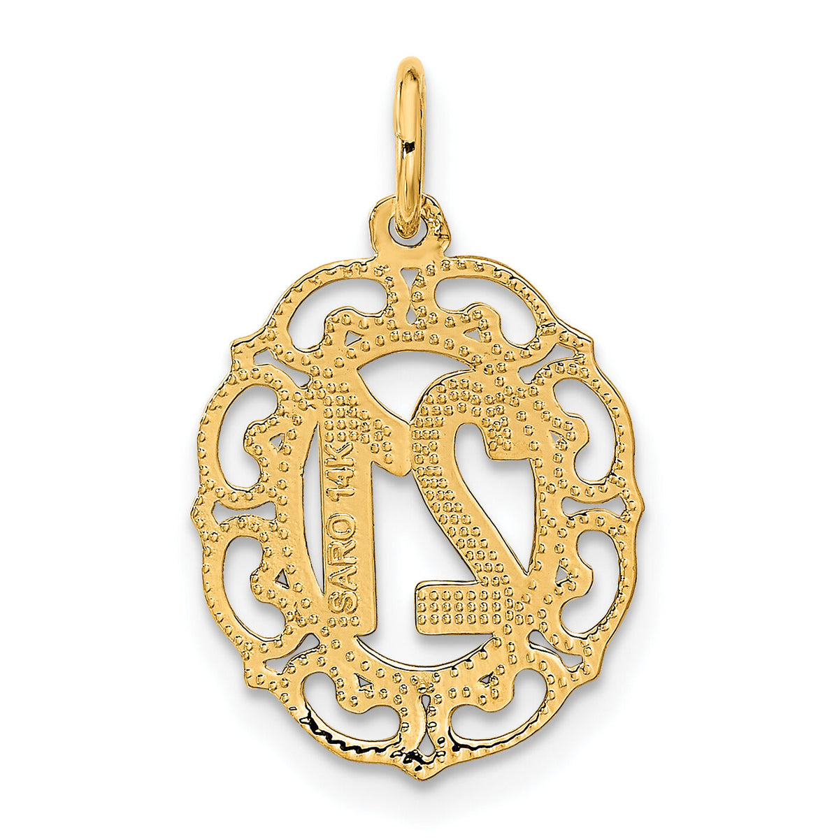 14k Diamond-cut 21 in Oval Pendant-C996