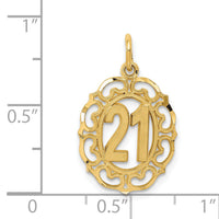 14k Diamond-cut 21 in Oval Pendant-C996
