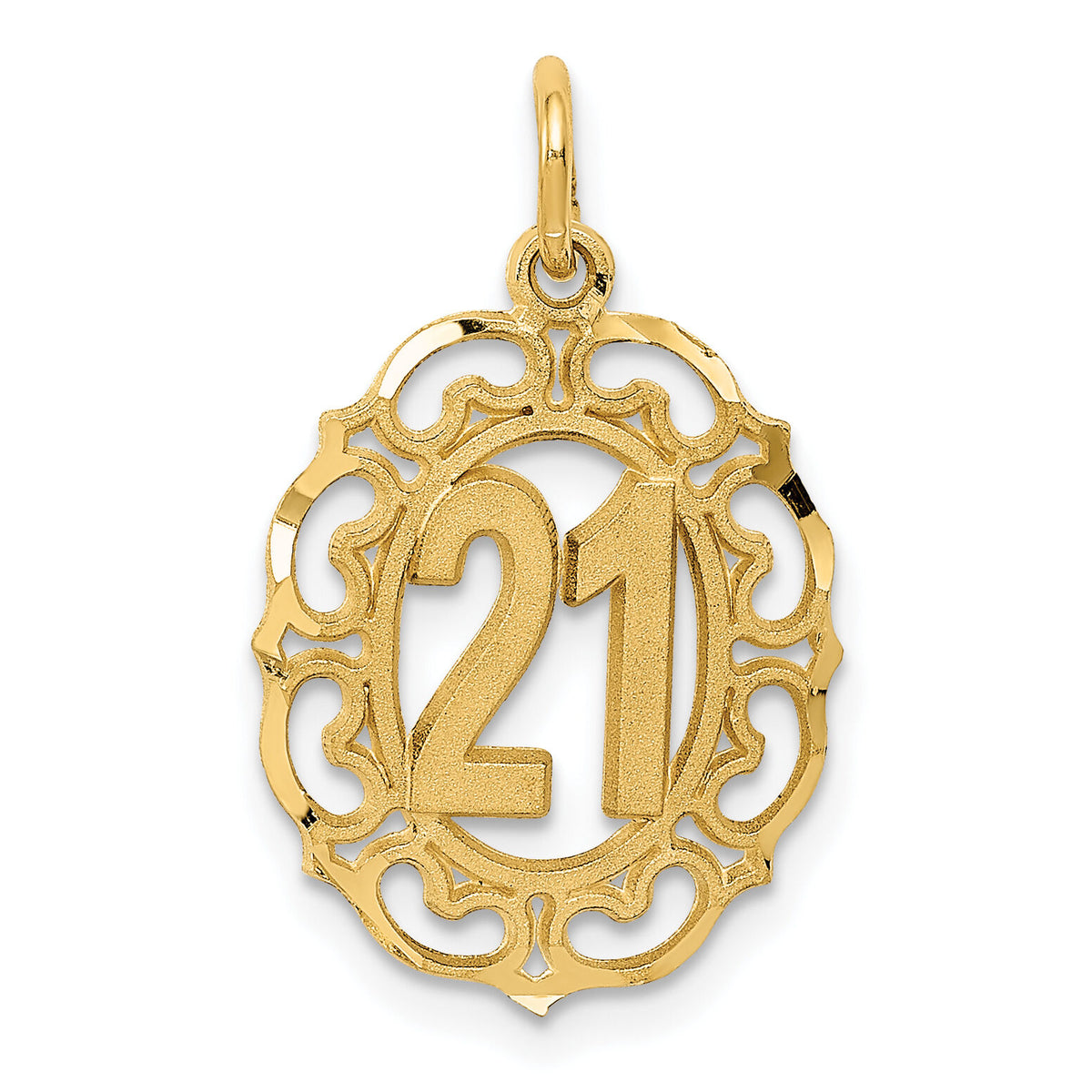 14k Diamond-cut 21 in Oval Pendant-C996