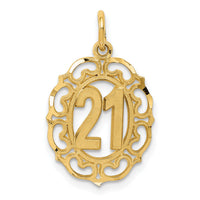 14k Diamond-cut 21 in Oval Pendant-C996