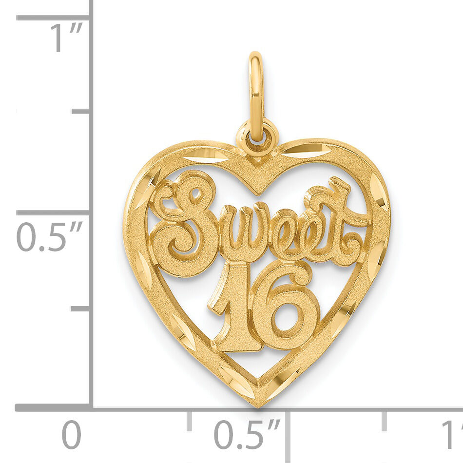 14k SWEET 16 in A Heart Charm-C999