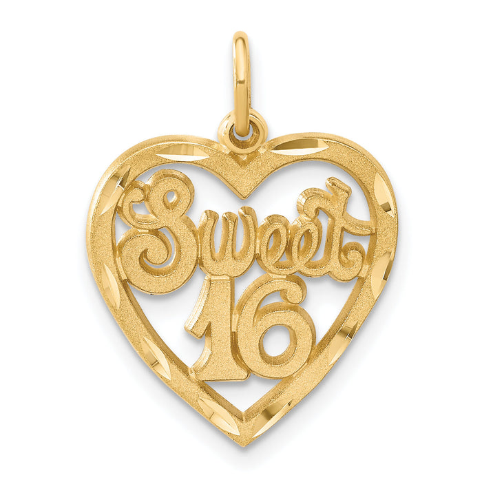 14k SWEET 16 in A Heart Charm-C999