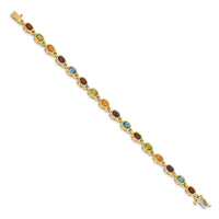 14k Oval Gemstone Rainbow Bracelet-CB698-7