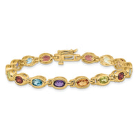 14k Oval Gemstone Rainbow Bracelet-CB698-7