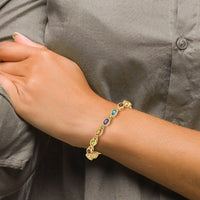 14k Oval Gemstone Rainbow Bracelet-CB698-7